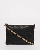 Black Punchout Peta Crossbody Bag