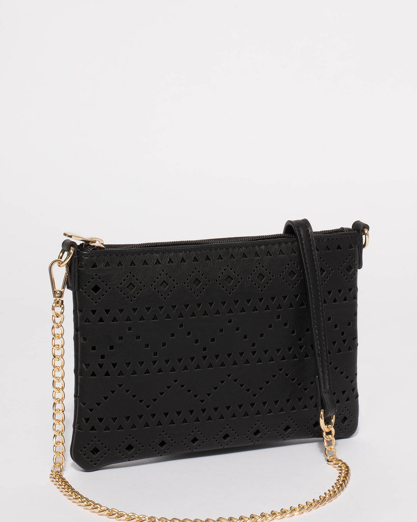 Black Punchout Peta Crossbody Bag