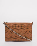Tan Punchout Peta Crossbody Bag