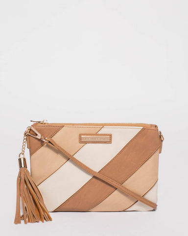Multi Diagonal Peta Crossbody Bag With Gold Hardware