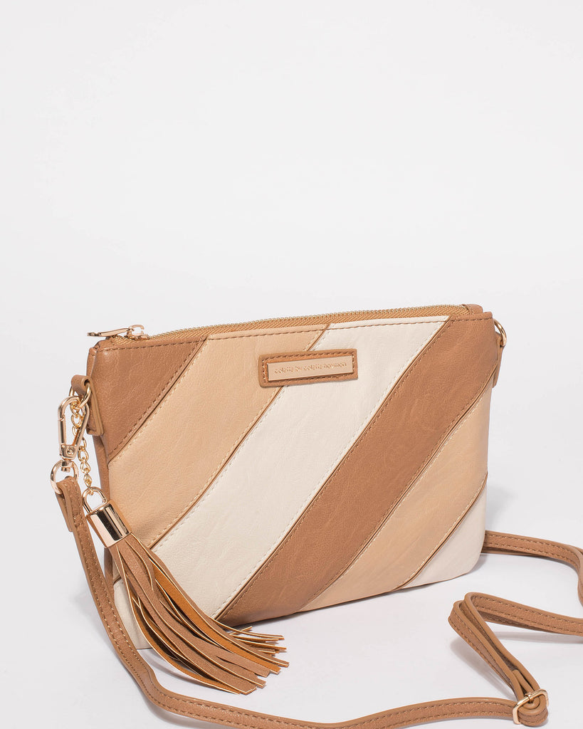 Multi Diagonal Peta Crossbody Bag With Gold Hardware