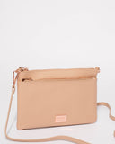 Beige Demi Double Crossbody Bag With Rose Gold Hardware