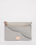 Grey Demi Double Crossbody Bag With Rose Gold Hardware