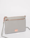 Grey Demi Double Crossbody Bag With Rose Gold Hardware