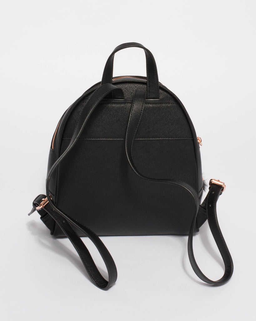Black Bridget Medium Backpack With Rose Gold Hardware