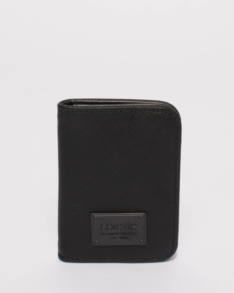 Black Saffiano Credit Card Purse With Matte Black Hardware