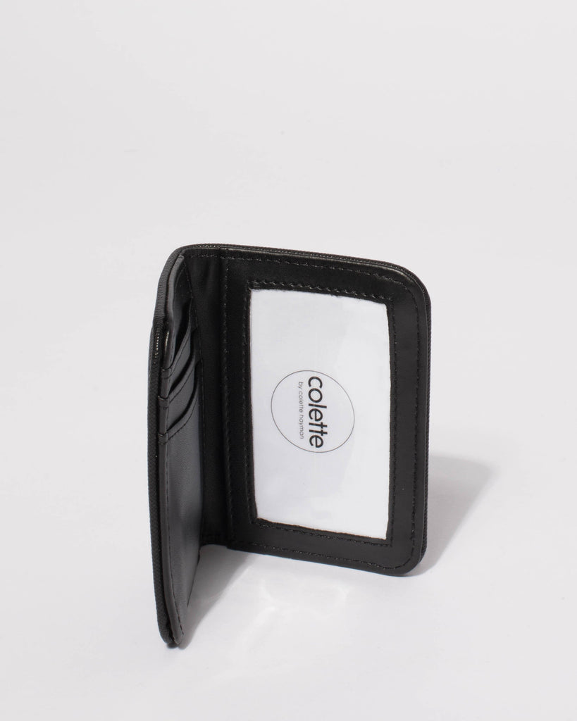Black Saffiano Credit Card Purse With Matte Black Hardware