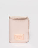 Rose Gold Saffiano Credit Card Purse With Rose Gold Hardware