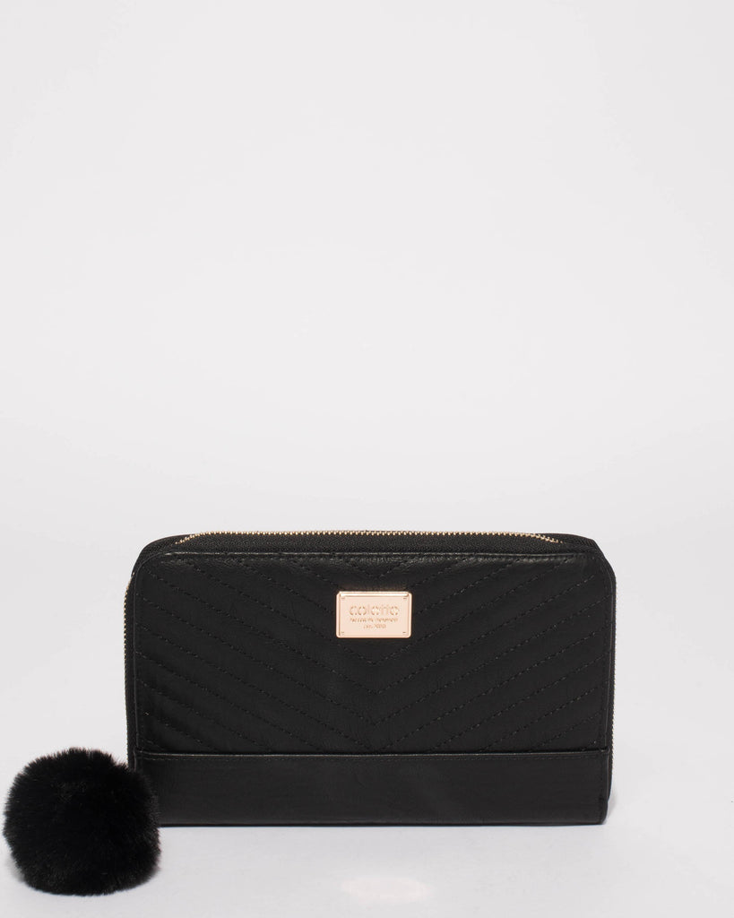 Black Nina Travel Wallet With Gold Hardware