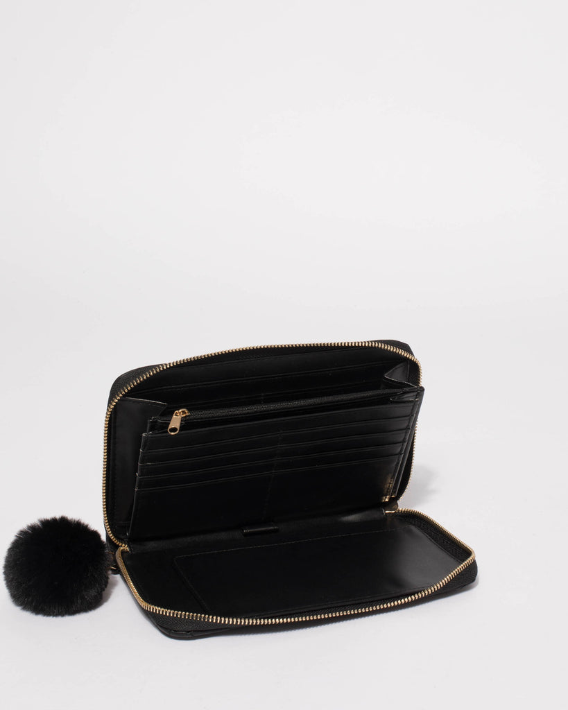 Black Nina Travel Wallet With Gold Hardware