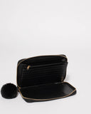 Black Nina Travel Wallet With Gold Hardware