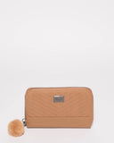 Caramel Nina Travel Wallet With Gunmetal Hardware