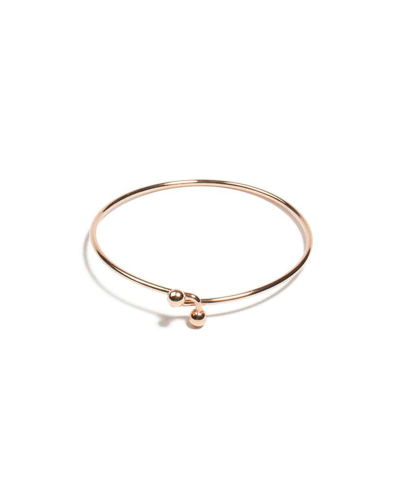 Rose Gold Tone Metal Lock Bangle