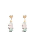 Multi Colour Gold Tone Mini Three Layer Tassel Earrings