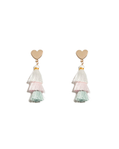 Multi Colour Gold Tone Mini Three Layer Tassel Earrings