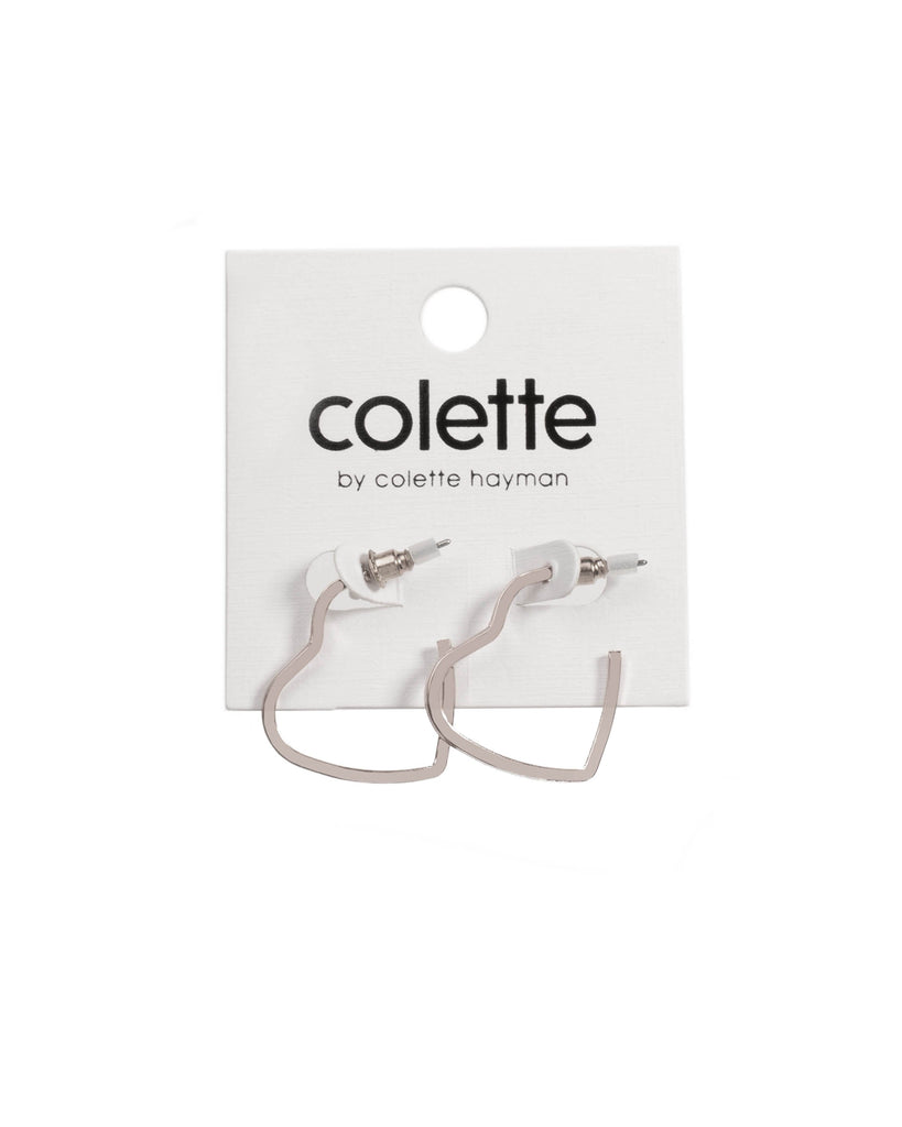 Silver Tone Mini Heart Hoop Earrings