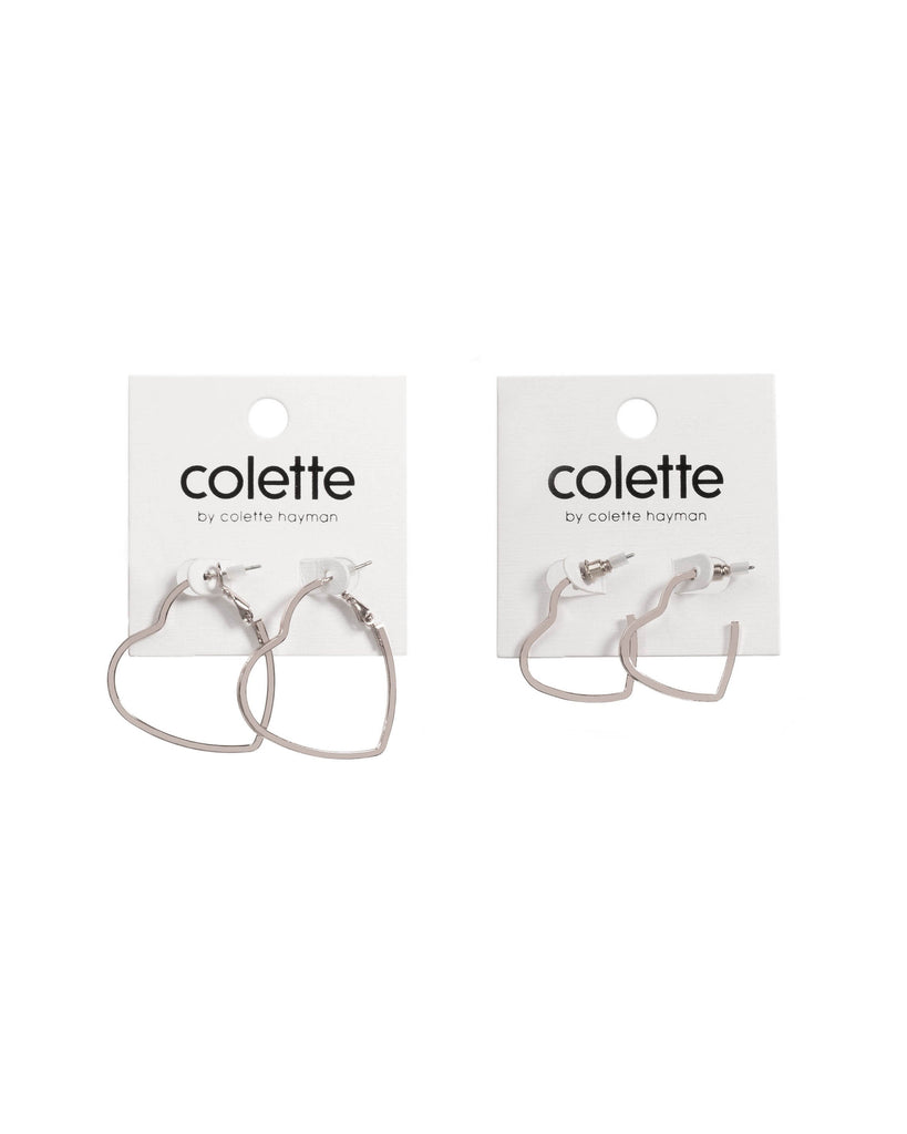 Silver Tone Mini Heart Hoop Earrings