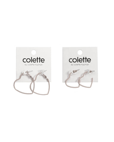 Silver Tone Mini Heart Hoop Earrings