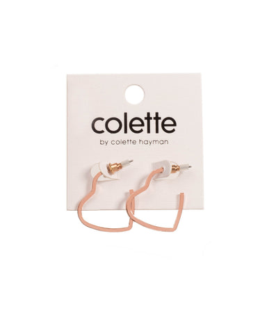 Rose Gold Tone Mini Heart Hoop Earrings