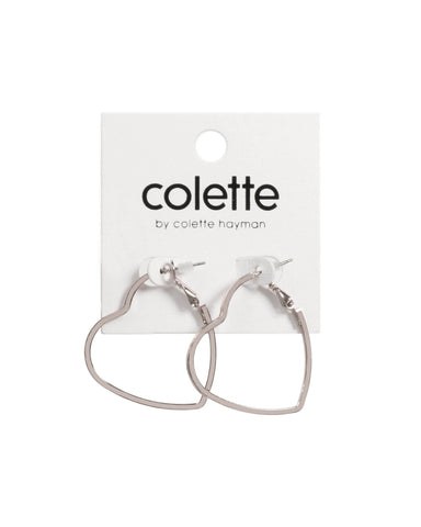 Silver Tone Heart Hoop Earrings