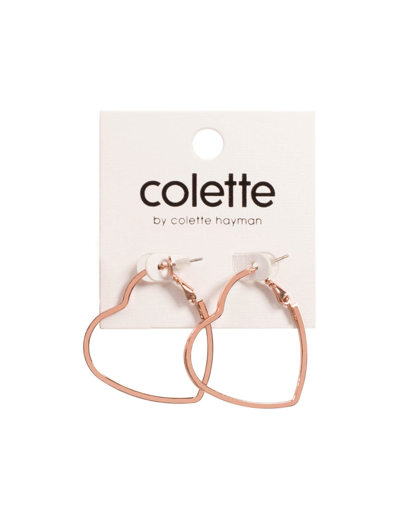 Rose Gold Tone Heart Hoop Earrings