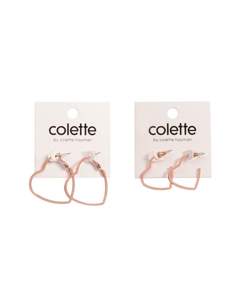 Rose Gold Tone Heart Hoop Earrings