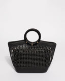 Black Weave Tamara Tote Bag
