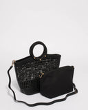 Black Weave Tamara Tote Bag