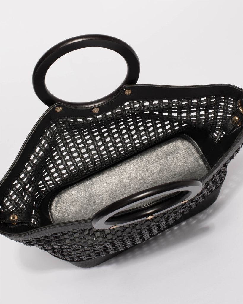 Black Weave Tamara Tote Bag