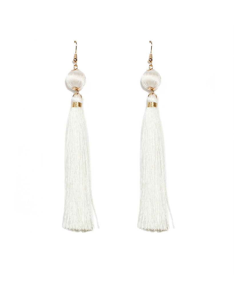 Ivory Tassel Drop Gold Earrings