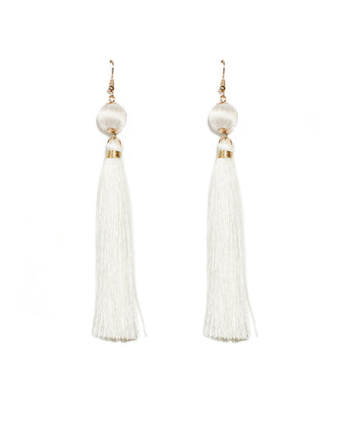 Ivory Tassel Drop Gold Earrings