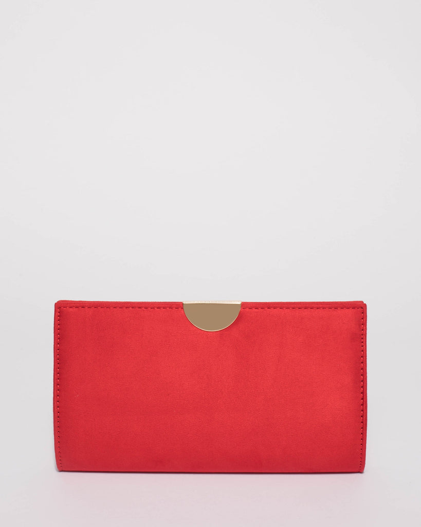 Red Suedette Carlie Clutch Bag