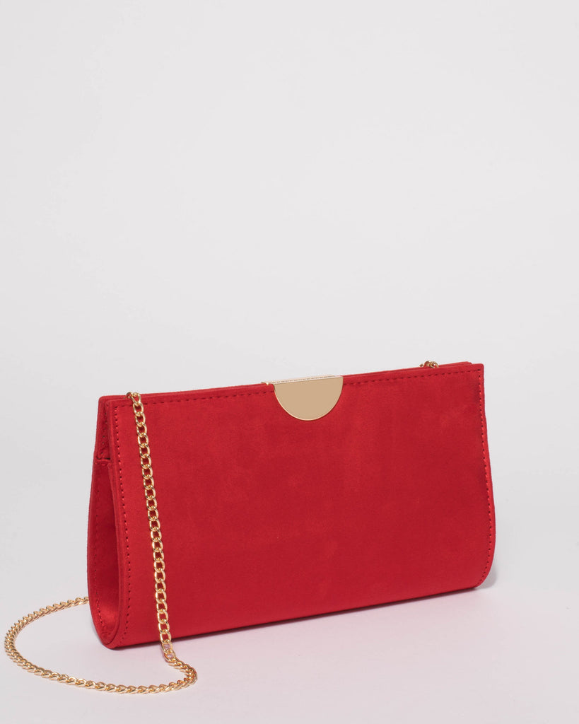 Red Suedette Carlie Clutch Bag