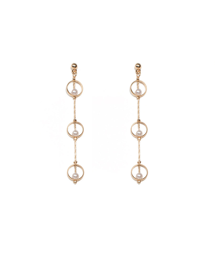 Pearl Gold Chain Drop Earrings