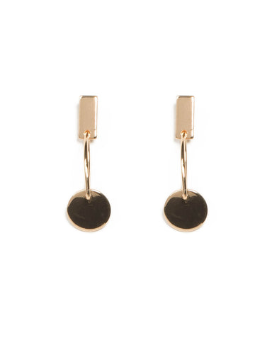 Gold Circle Bar Oval Geometric Drop Earrings