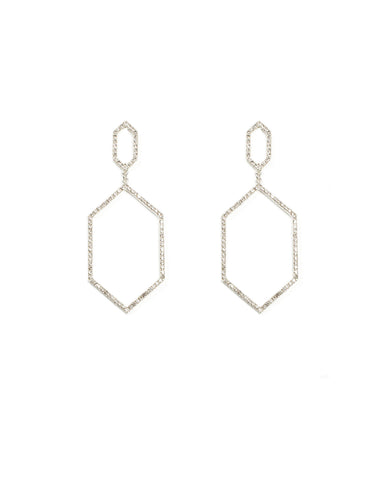 Fine Diamante Geometric Silver Drop Earrings