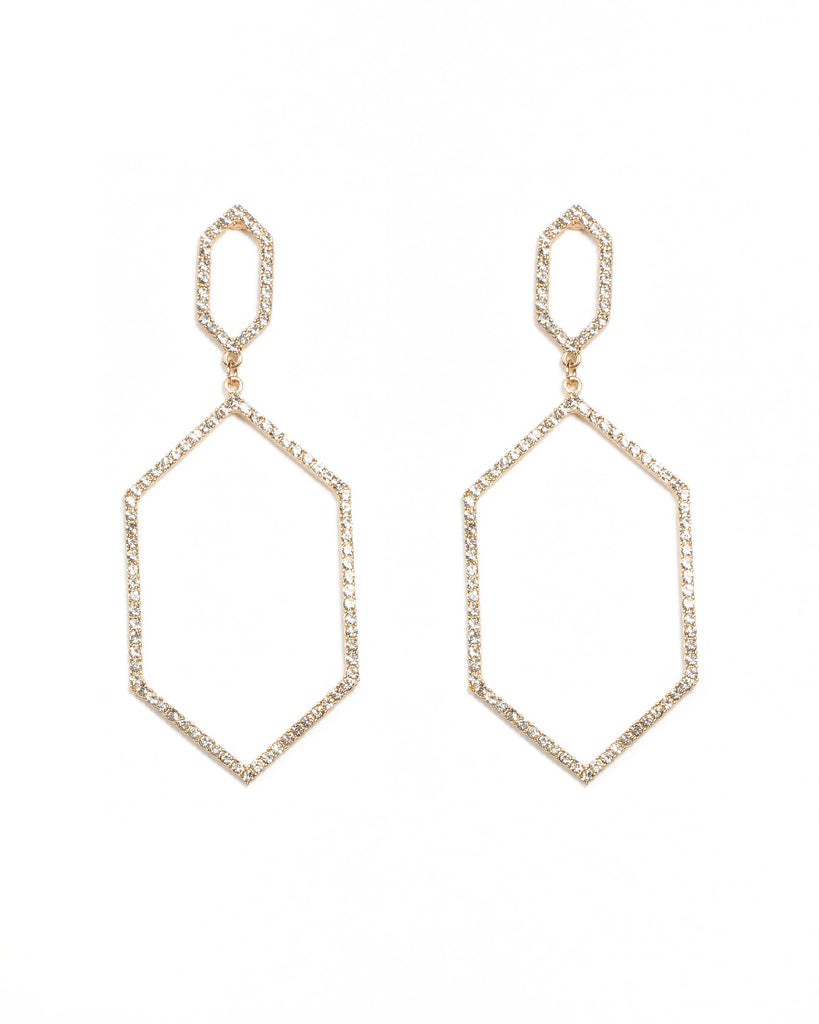 Fine Diamante Gold Geometric Drop Earrings