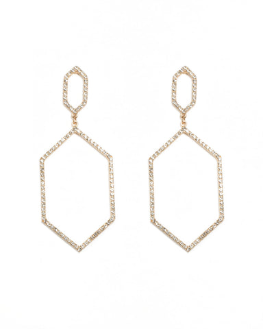 Fine Diamante Gold Geometric Drop Earrings