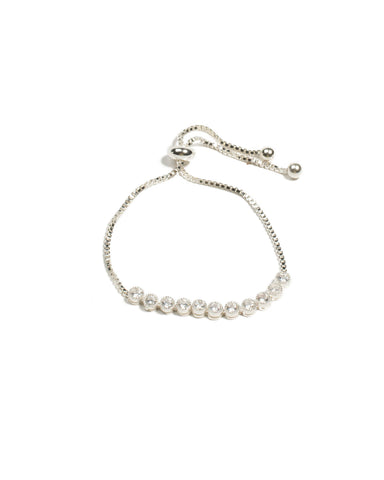 Crystal Silver Tone Round Diamante Stone Adjustable Wristwear