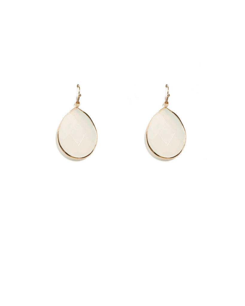 Ivory Gold Tone Teardrop Stone Earrings