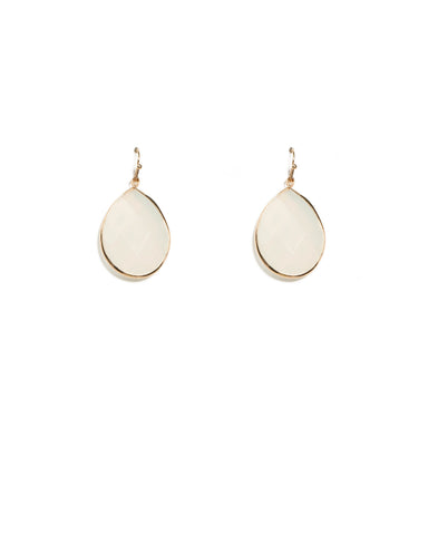 Ivory Gold Tone Teardrop Stone Earrings