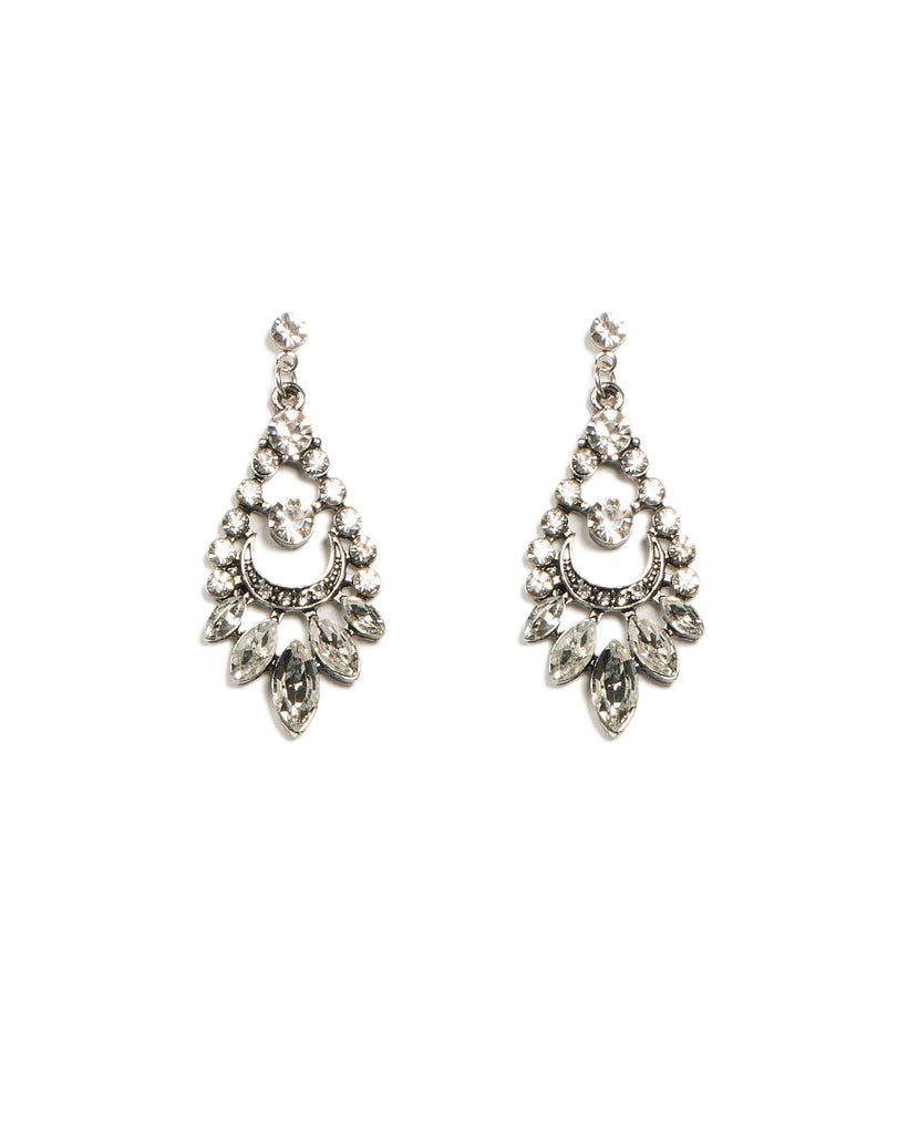 Navette Silver Stone Drop Earrings