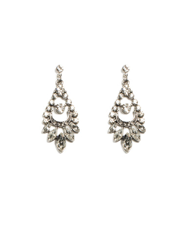 Navette Silver Stone Drop Earrings