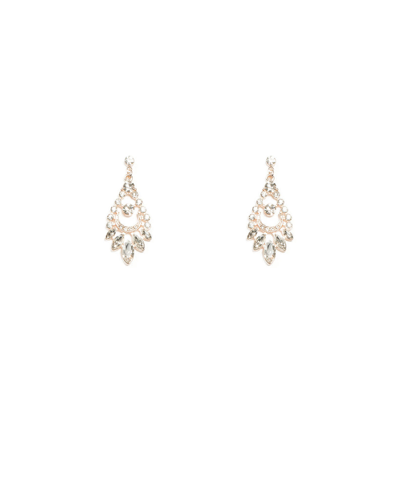 Navette Stone Rose Gold Drop Earrings
