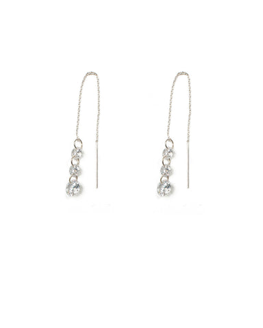 Round Diamante Silver Thread Earrings