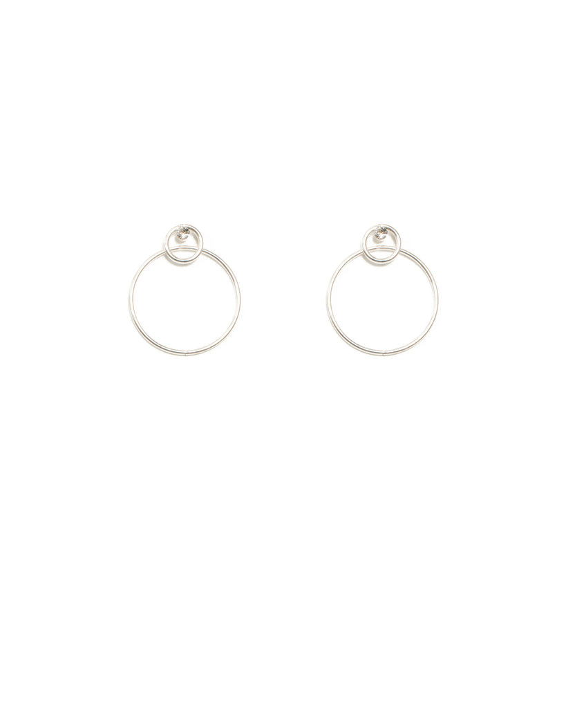 Silver Fine Circles Stud Earrings