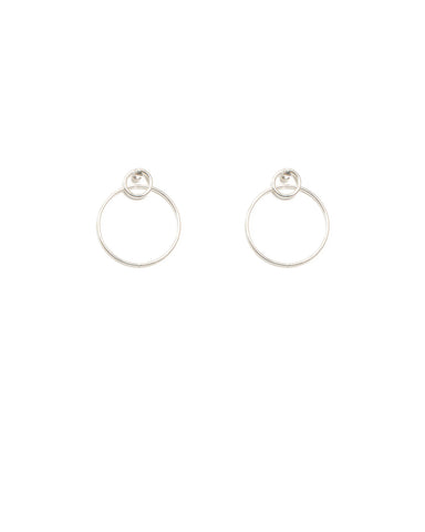 Silver Fine Circles Stud Earrings