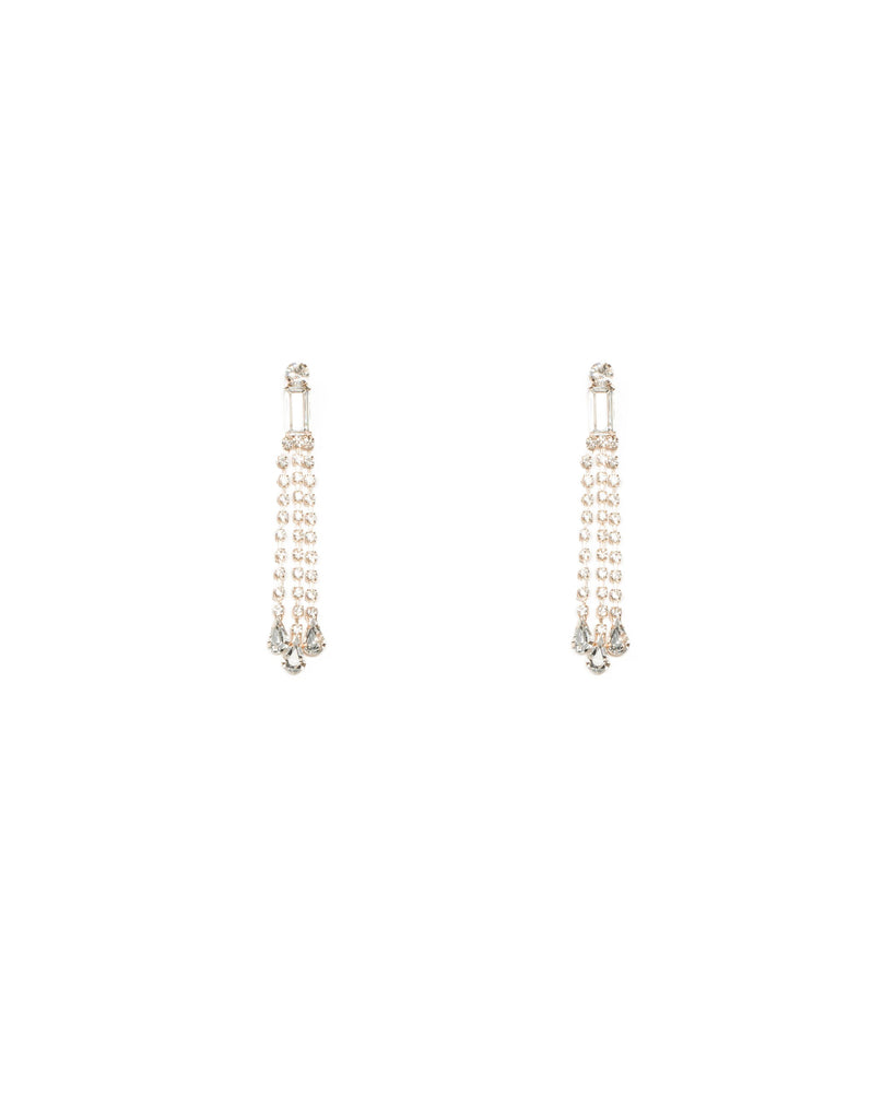 Rose Gold Tone Diamante Chain Drop Earrings