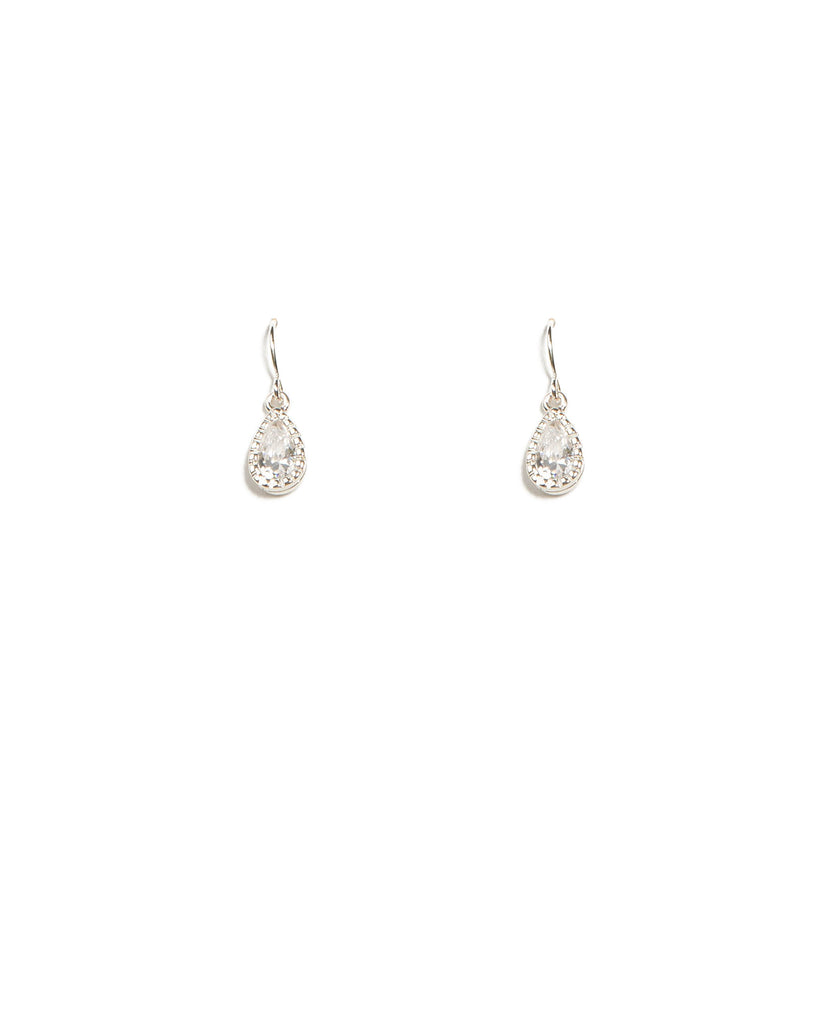 Crystal Silver Tone Mini Teardrop Earrings