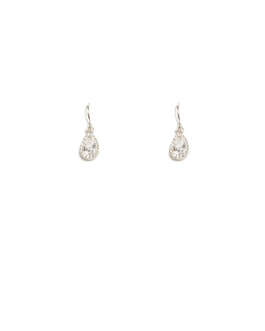 Crystal Silver Tone Mini Teardrop Earrings